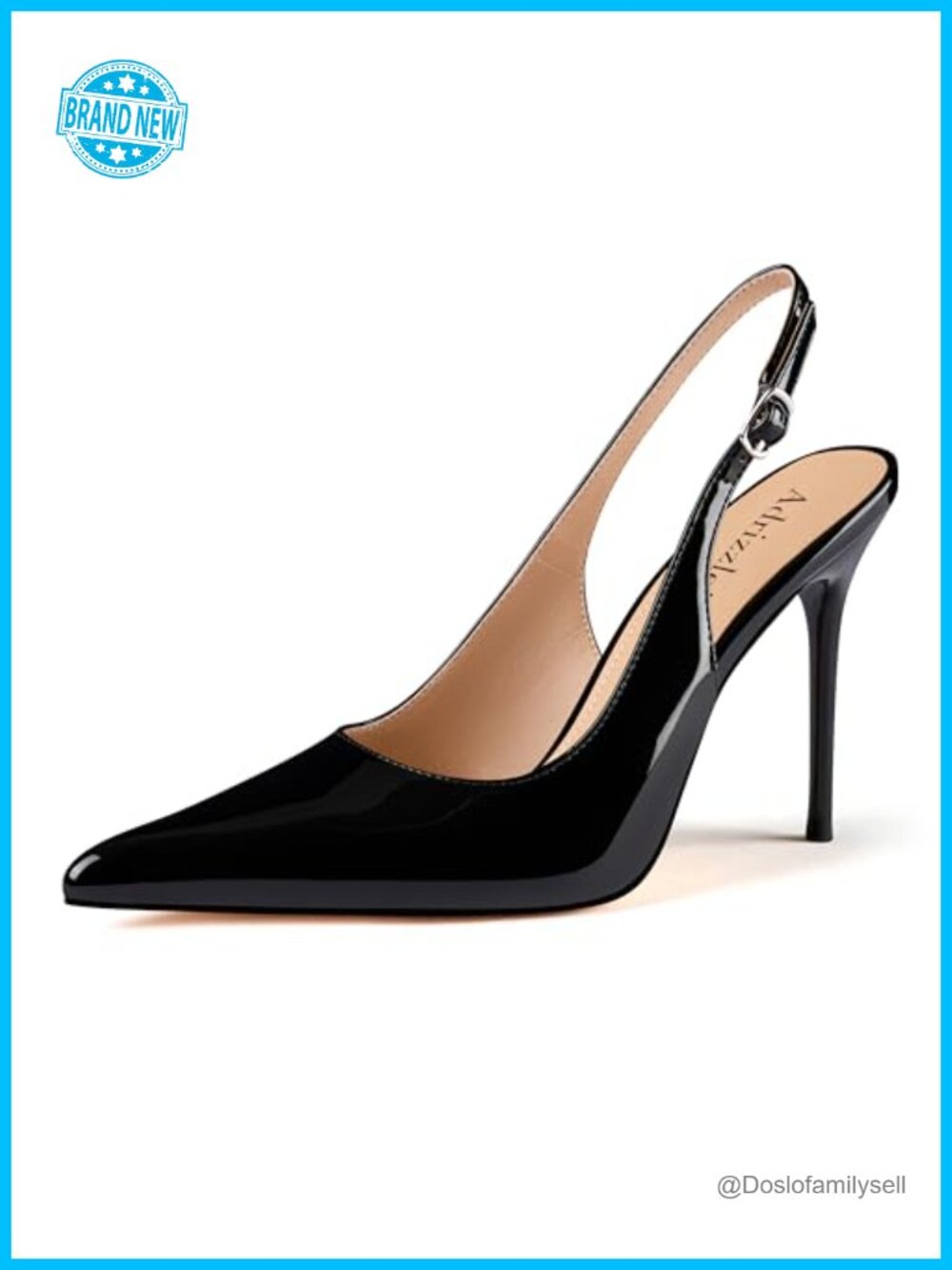 Women Slingback Heels 4in Stiletto Pointed Toe Pumps Buckle Strap